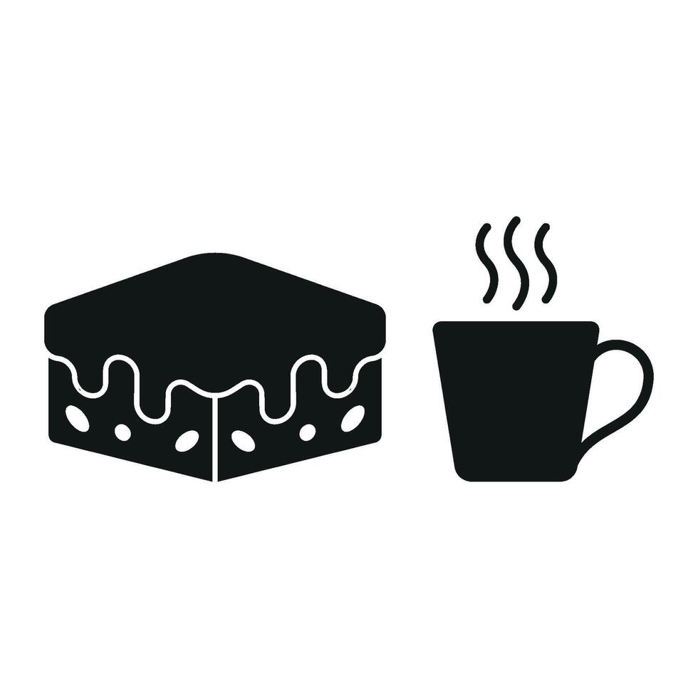 Coffee Glass and Brownies Icon features a vibrant and cheerful style, ideal for promoting casual dessert-and-coffee specials. vector