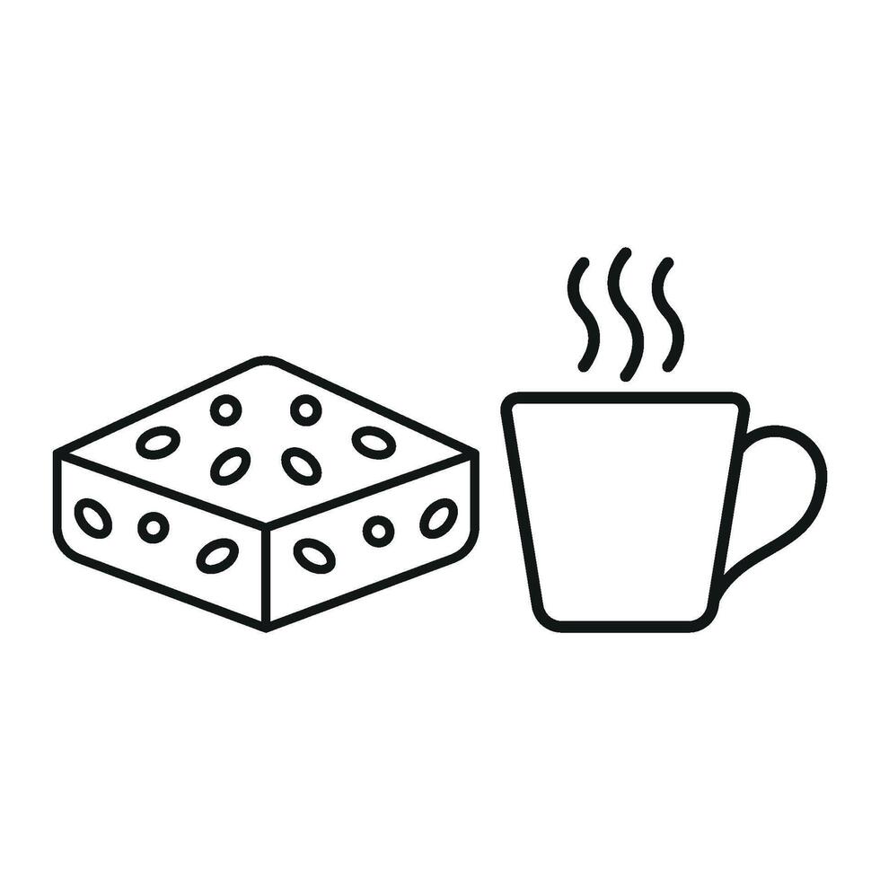 Coffee Glass and Brownies Icon features a sleek and elegant design, perfect for branding upscale cafes and dessert menus. vector