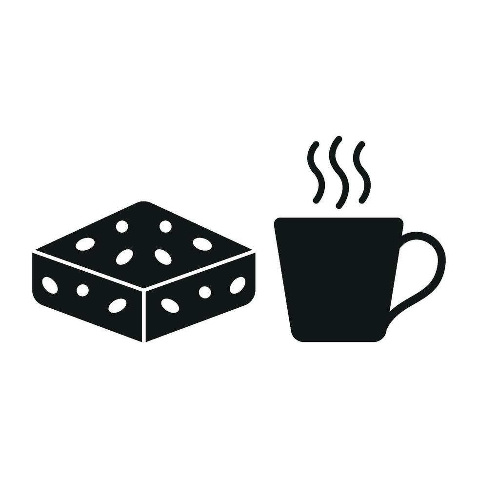 Coffee glass drink and brownies food icons with a warm and delightful design vector