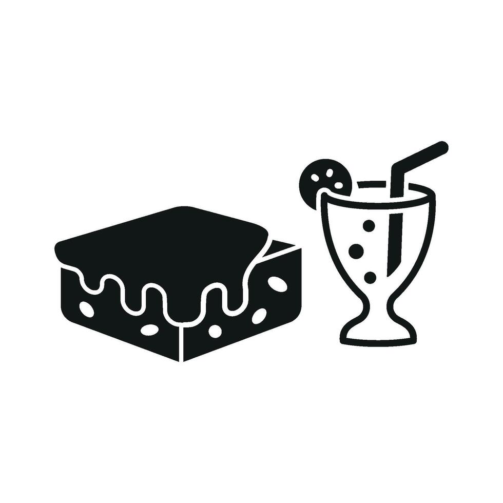 Soda Drink and Brownies Icon showcases a sleek and clean aesthetic, perfect for branding modern eateries and quick-service cafes. vector