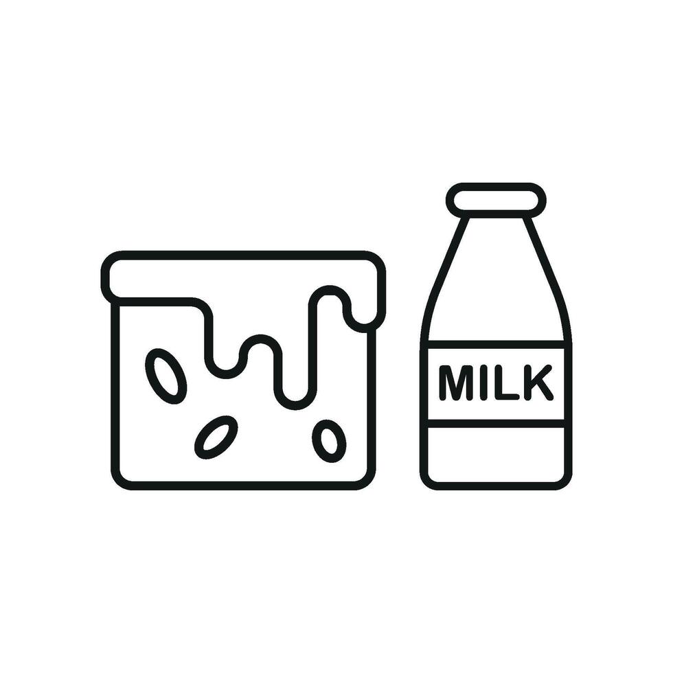 Milk Bottle and Brownies Icon provides a festive and lively graphic, perfect for celebrating sweet indulgence and classic drink-and-dessert combos. vector