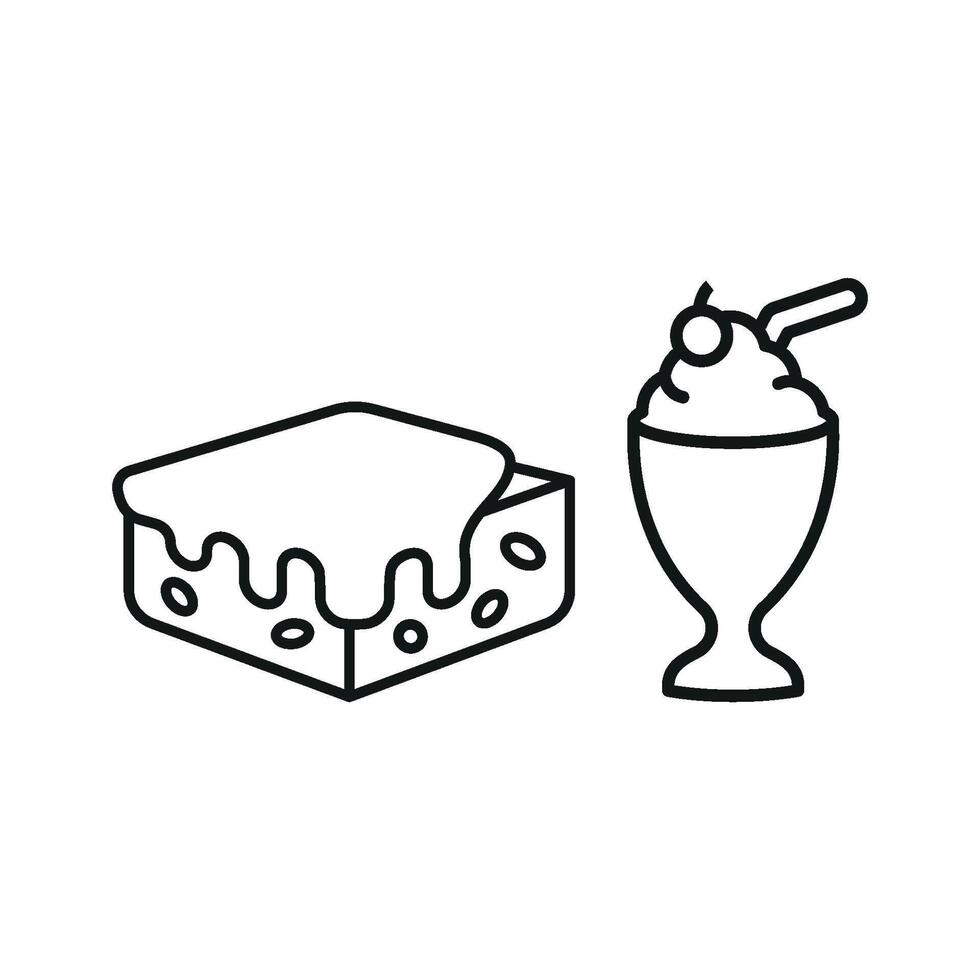 Milkshake and Brownies Icon presents a retro-inspired aesthetic, perfect for adding a nostalgic flair to diners, milkshake bars, or themed eateries. vector