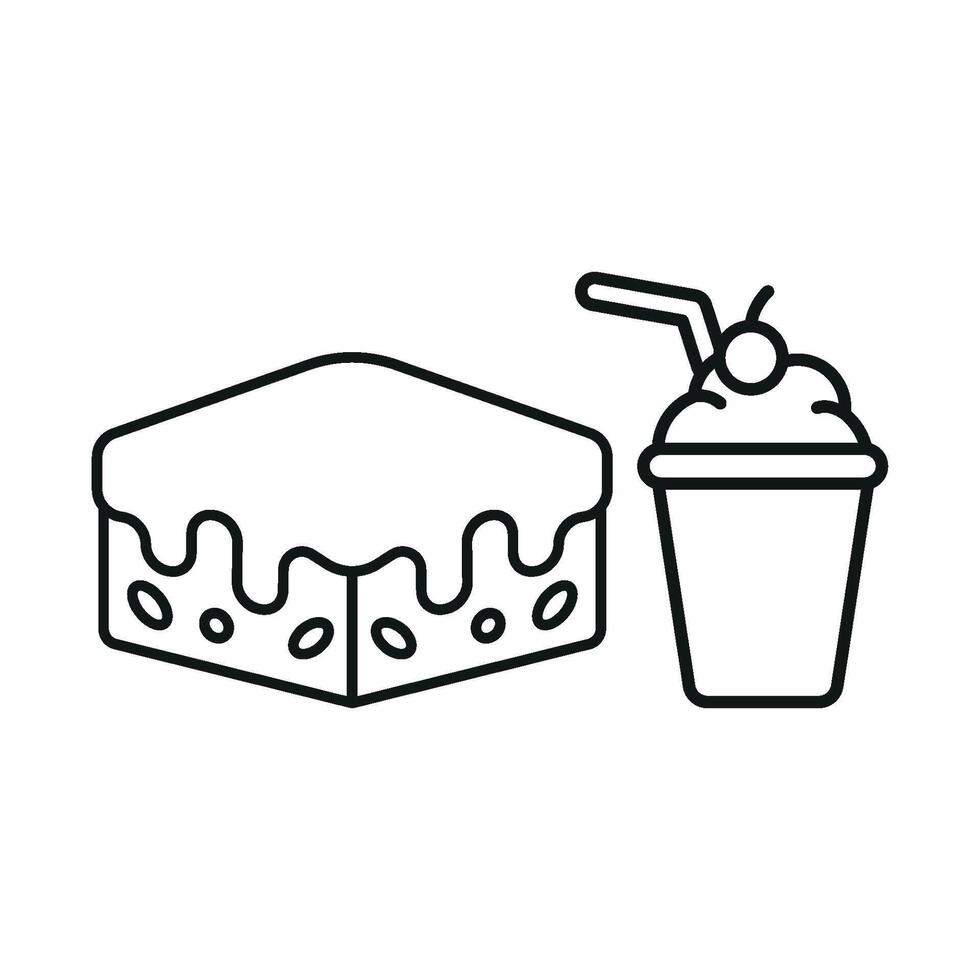Milkshake and Brownies Icon features a cozy and inviting style, ideal for representing comfort food and sweet indulgence. vector