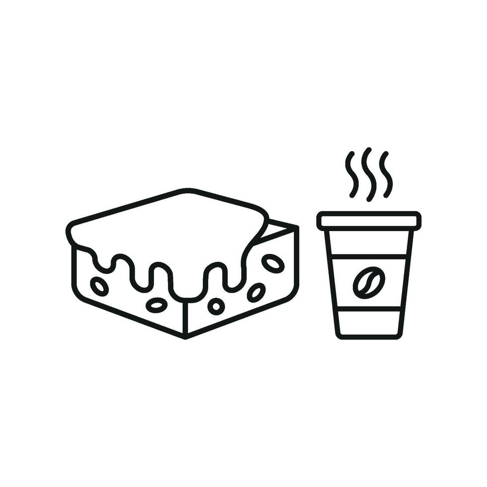 Coffee Paper Cup and Brownies Icon offers a dynamic and colorful look, perfect for advertising casual coffee breaks and snack pairings. vector