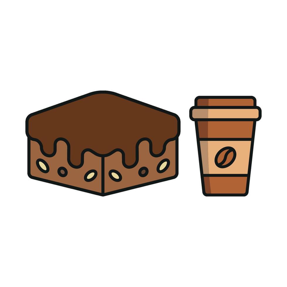 Coffee Paper Cup and Brownies Icon presents a minimalist and clean aesthetic, ideal for promoting cafes with a focus on simplicity and quality. vector