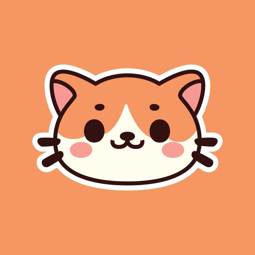 Cheerful Orange Cat Face Illustration with Whimsical Charm vector