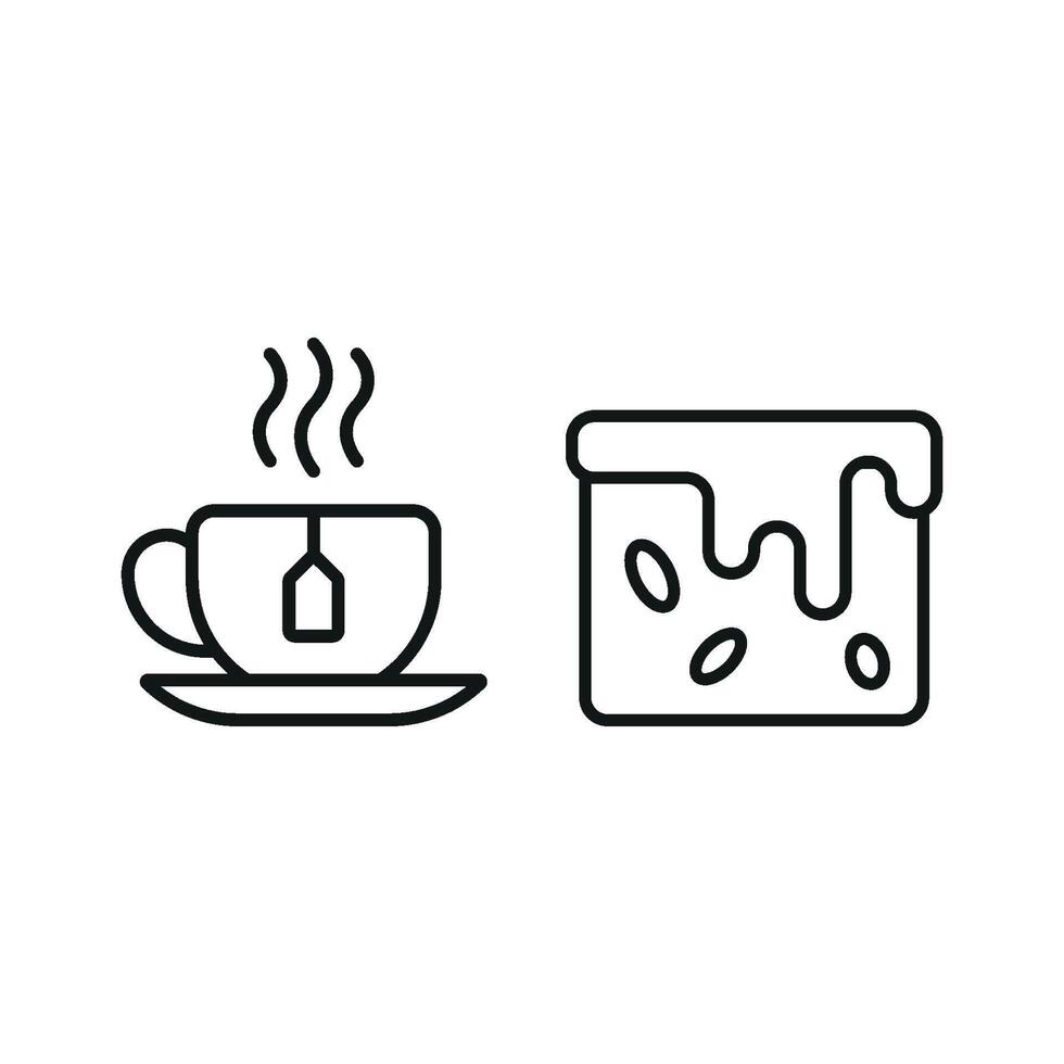 Tea Mug and Brownies Icon presents a charming and nostalgic look, perfect for representing comfort food and warm drinks. vector