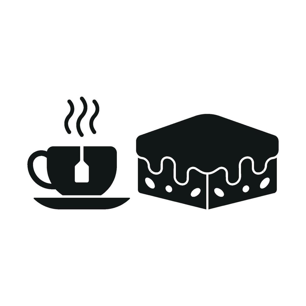 Tea Mug and Brownies Icon provides a vibrant and lively look, perfect for representing sweet indulgence and refreshing beverages. vector