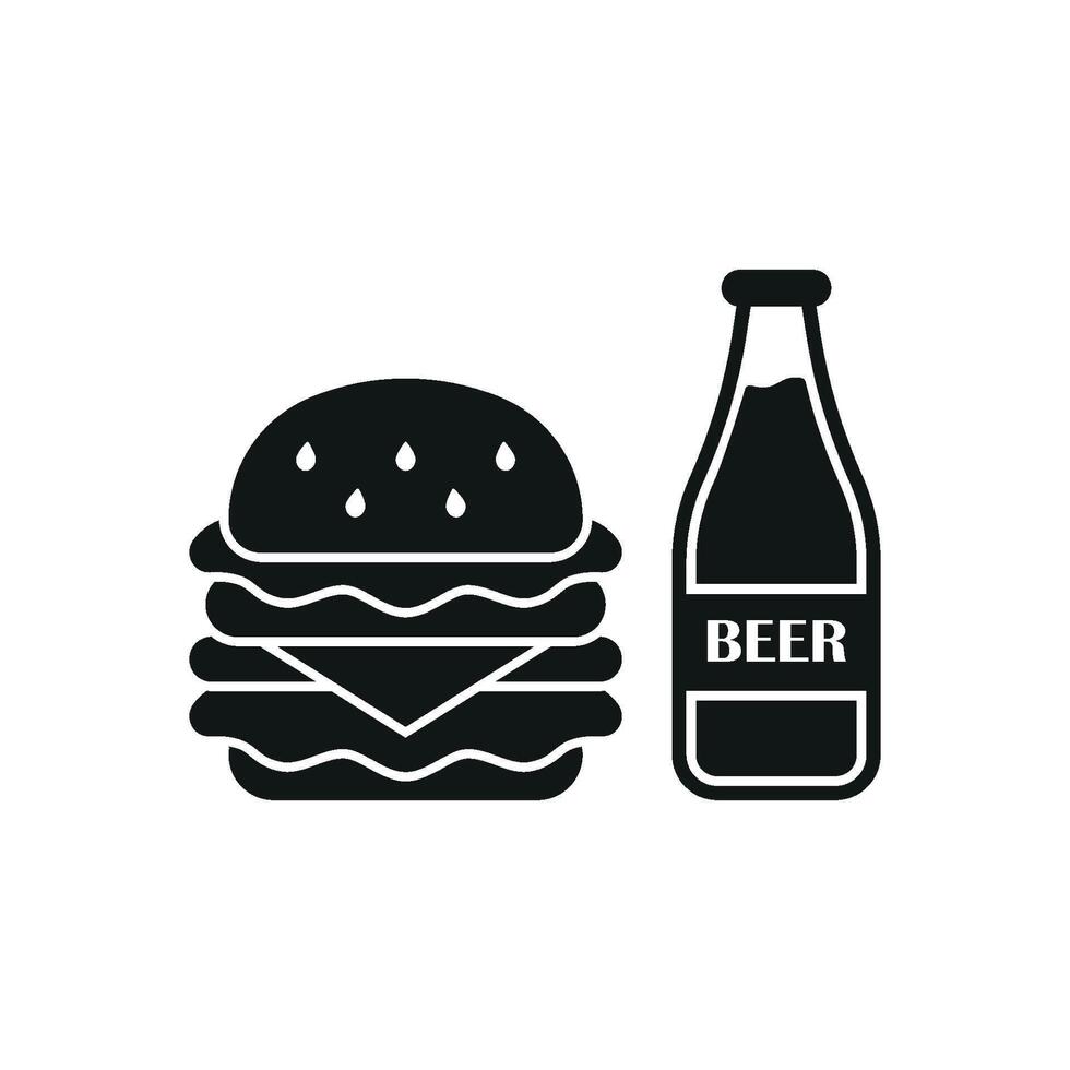 Beer and Hamburger Icon presents a playful and lively look, perfect for promoting food-and-drink specials, happy hours, or outdoor events. vector