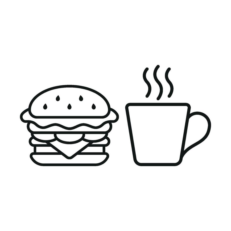 Coffee Glass and Hamburger Icon provides a retro-inspired aesthetic, perfect for branding diners, classic eateries, or nostalgic food venues. vector
