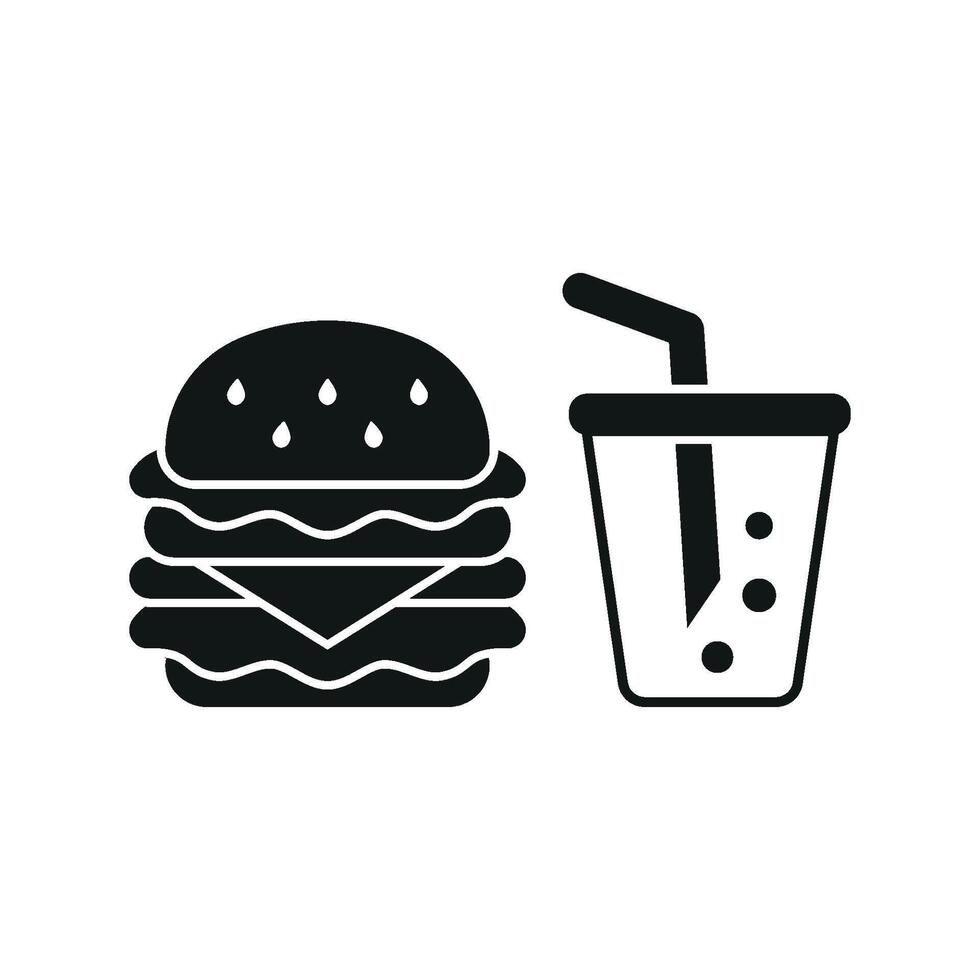 Soda Drink and Hamburger Icon offers a bold and energetic graphic, perfect for highlighting food festivals, pop-up eateries, or quick dining options vector