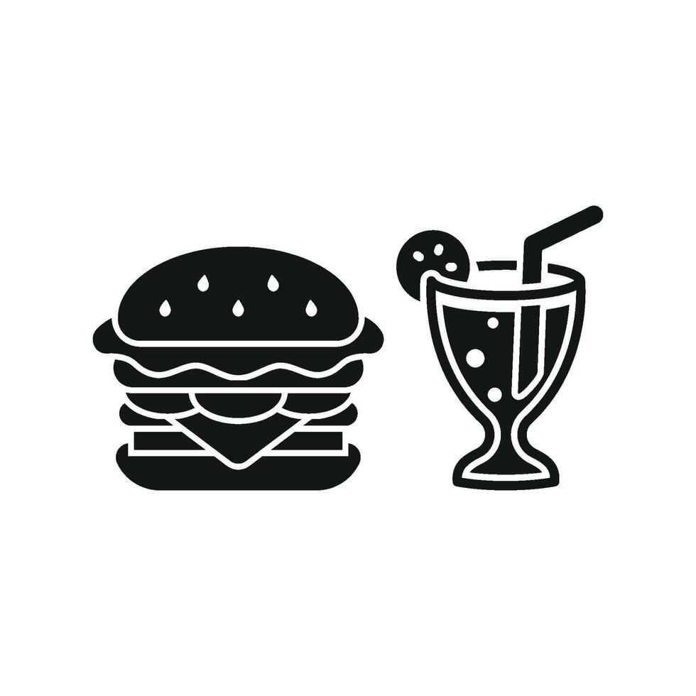 Soda Drink and Hamburger Icon provides a colorful and eye-catching graphic, perfect for advertising combo meals, outdoor events, or snack menus vector