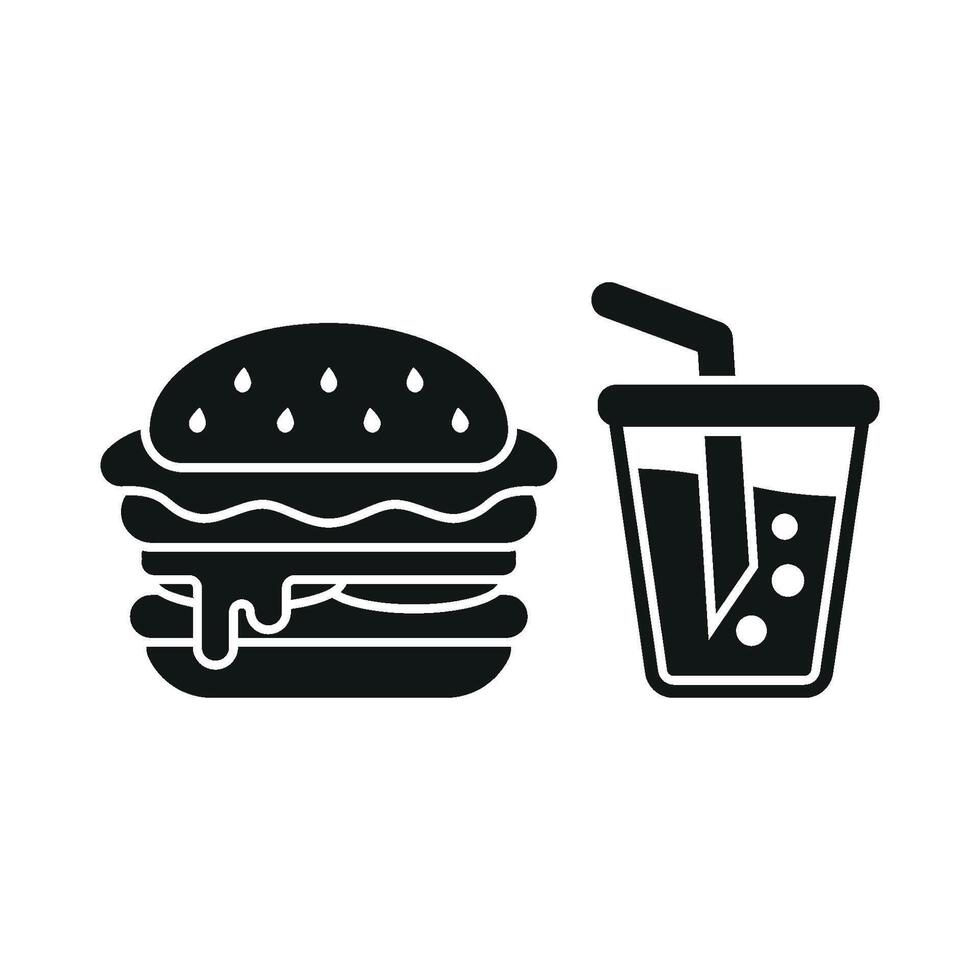 Soda Drink and Hamburger Icon features a bold and modern look, ideal for branding food trucks, diners, and quick-service restaurants vector