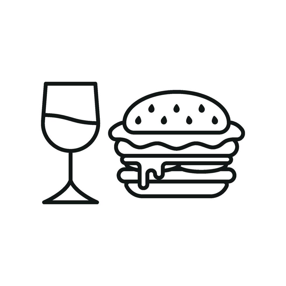 Wine Glass and Hamburger Icon features a playful and vibrant look, ideal for promoting food-and-wine events, bistros, or restaurant branding vector