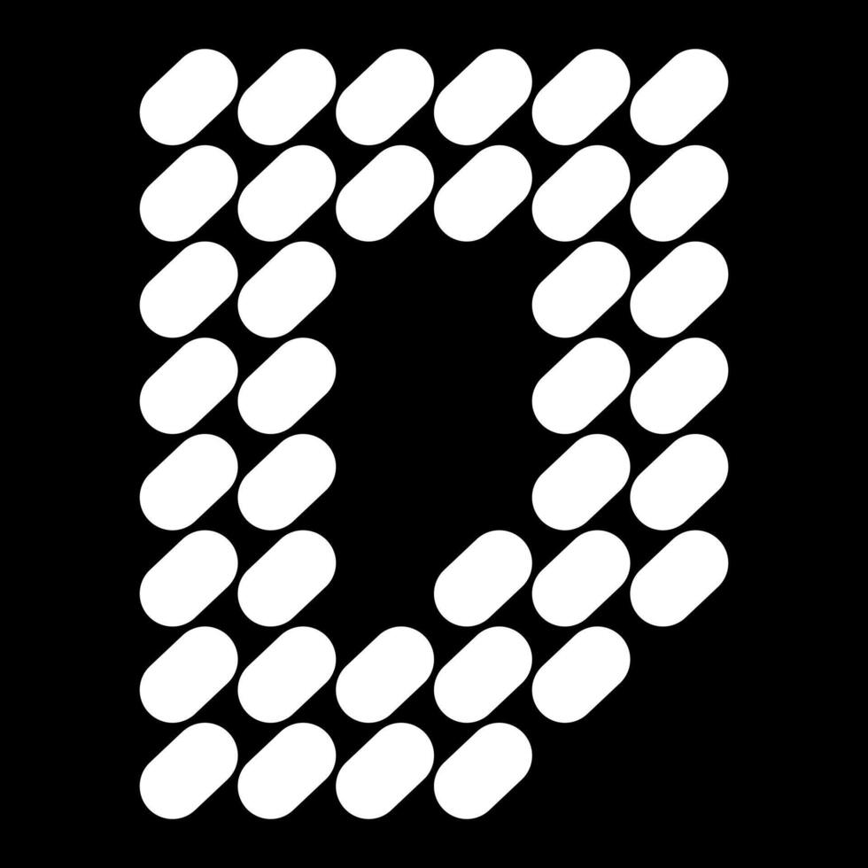 Uppercase D alphabet design. Made of natural stone or speckled