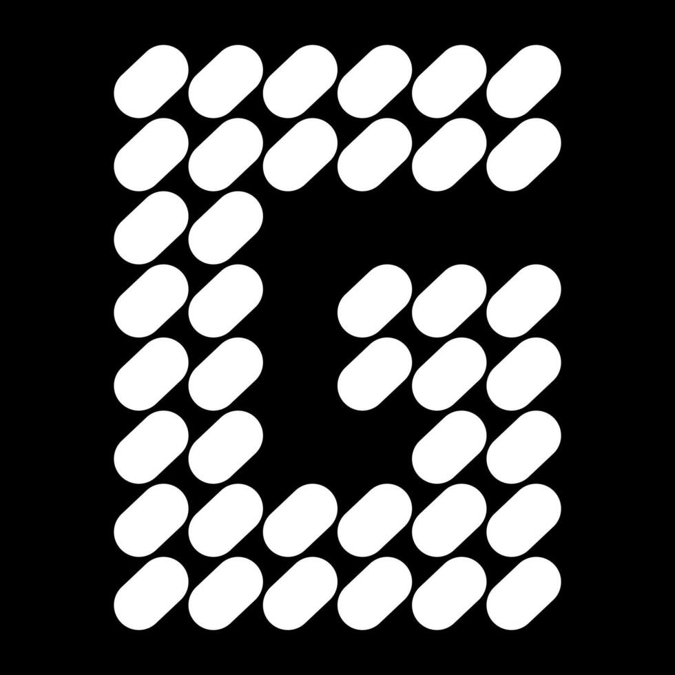 Uppercase G alphabet design. Made of natural stone or speckled arrangement. vector