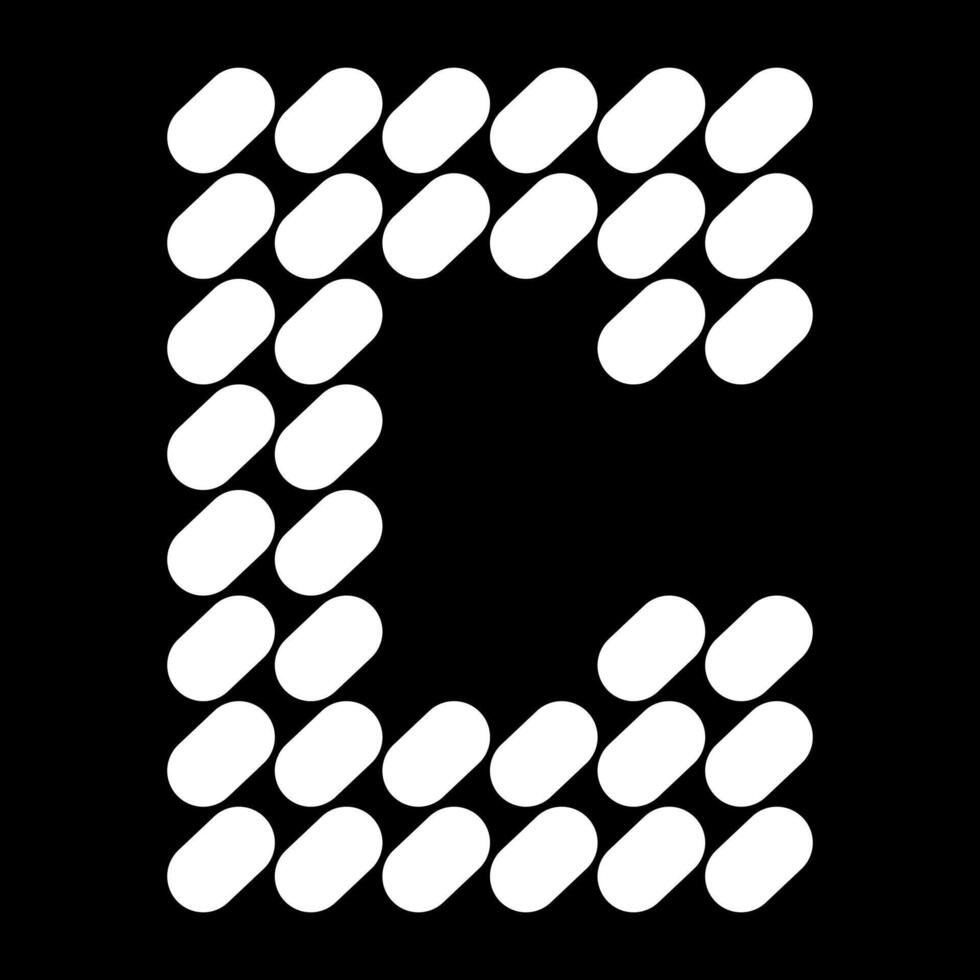 Uppercase C alphabet design. Made of natural stone or speckled arrangement. vector