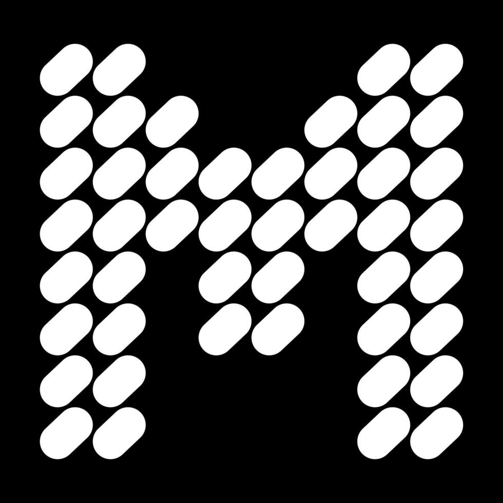 Uppercase M alphabet design. Made of natural stone or speckled arrangement. vector