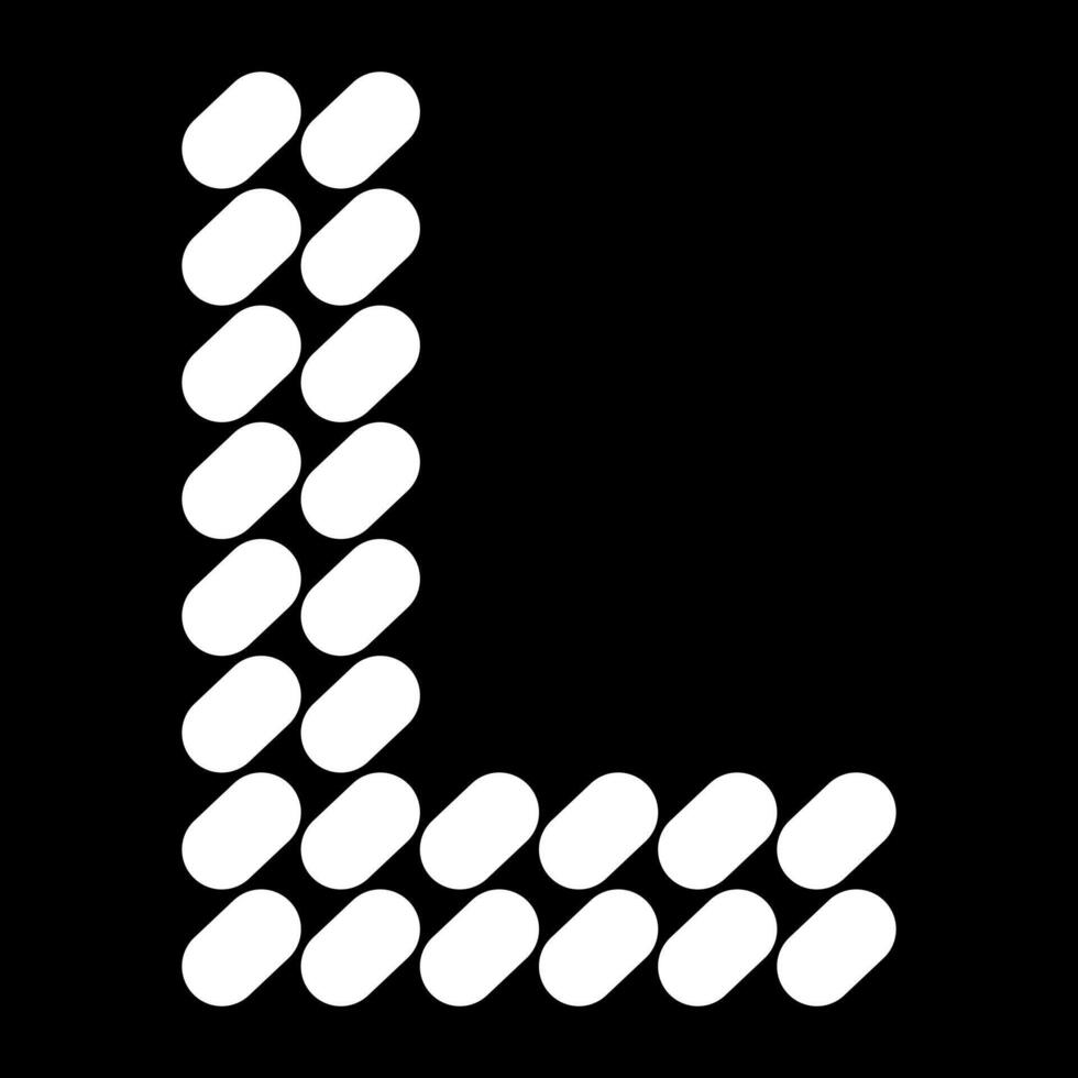 Uppercase L alphabet design. Made of natural stone or speckled arrangement. vector