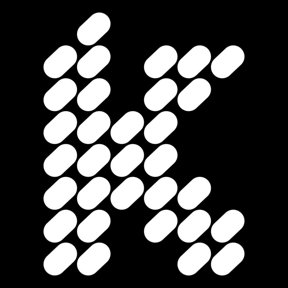 Lowercase k letter design. Made from a composition of natural stone or spots. vector