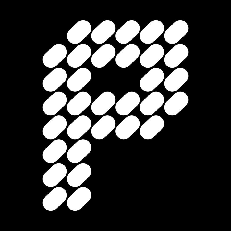 Lowercase p letter design. Made from a composition of natural stone or spots. vector