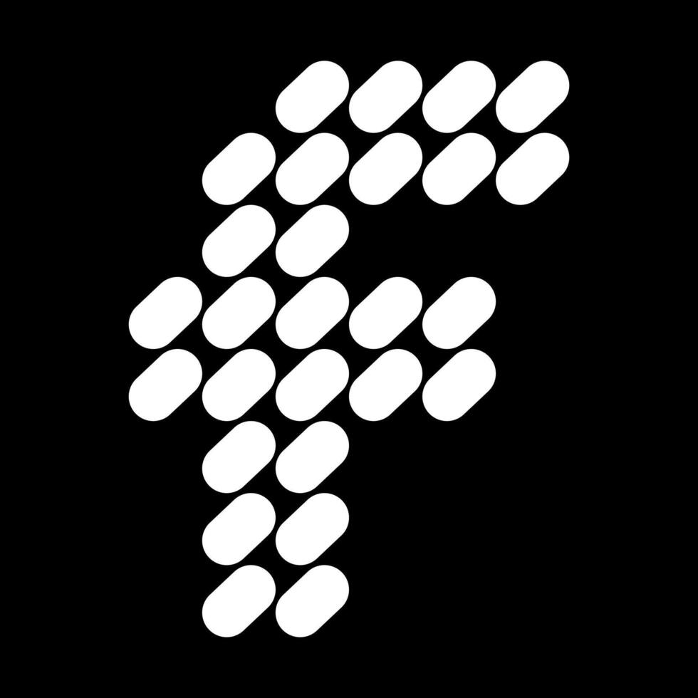 The lowercase f letter design is made of dots, like stones. This letter design also looks minimalist, aesthetic, professional, sporty, unique, and of course very cool. vector