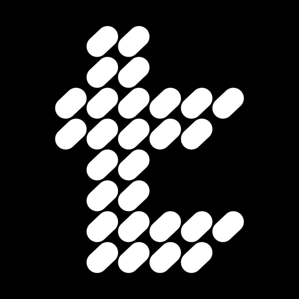 The lowercase t letter design is made of dots, like stones. This letter design also looks minimalist, aesthetic, professional, sporty, unique, and of course very cool. vector