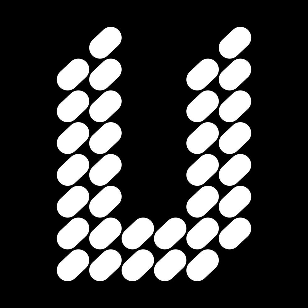 The lowercase u letter design is made of dots, like stones. This letter design also looks minimalist, aesthetic, professional, sporty, unique, and of course very cool. vector