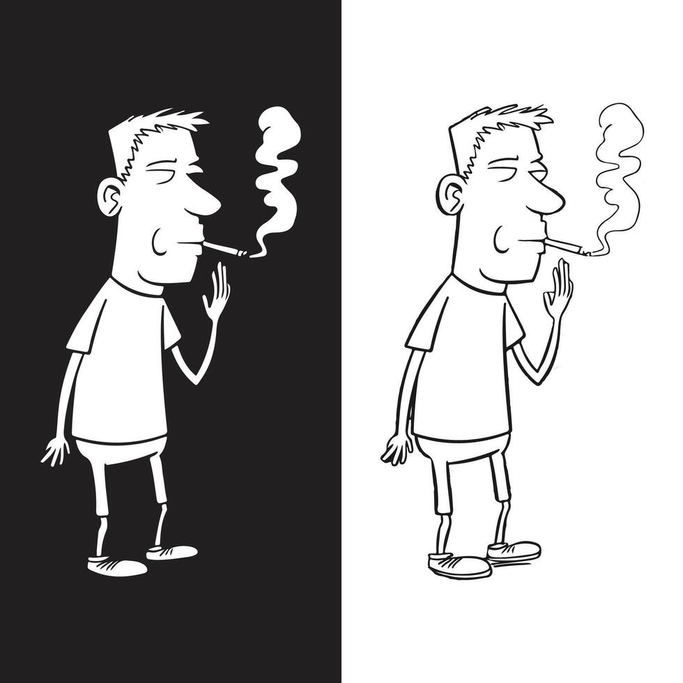 Cartoon Man Smoking a Cigarette vector