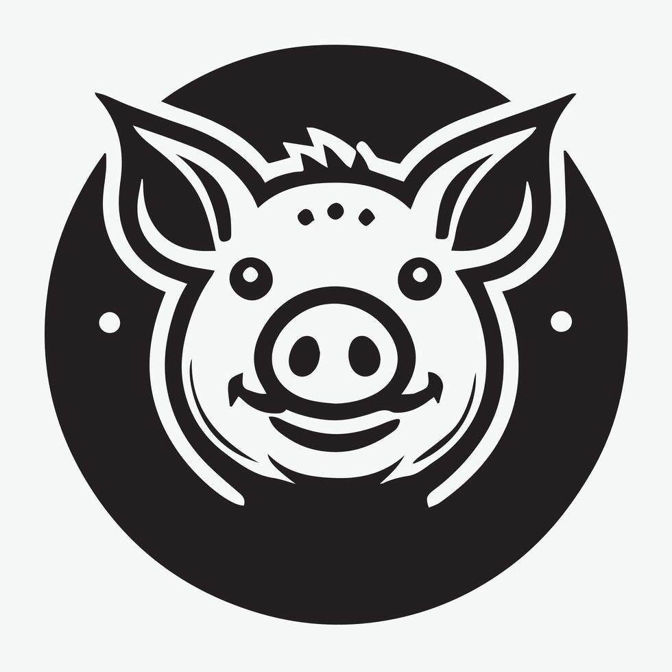 Simple Black and White Pig Silhouette Vctor Graphic vector