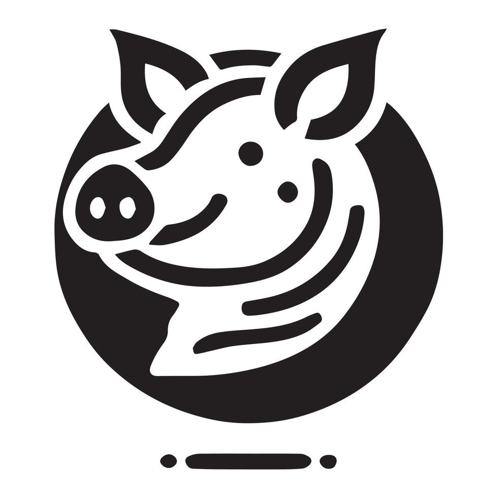 Happy Pig Silhouette with Leaves, Sustainable Farming Concept vector