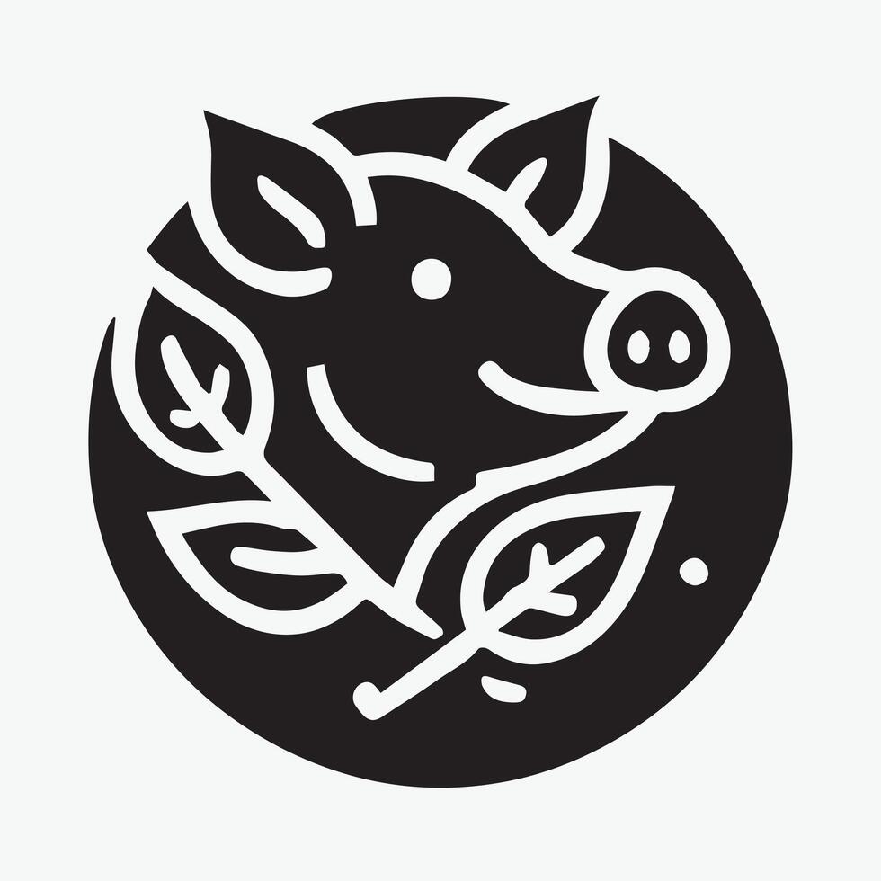 Friendly Pig Logo in a Circle vector