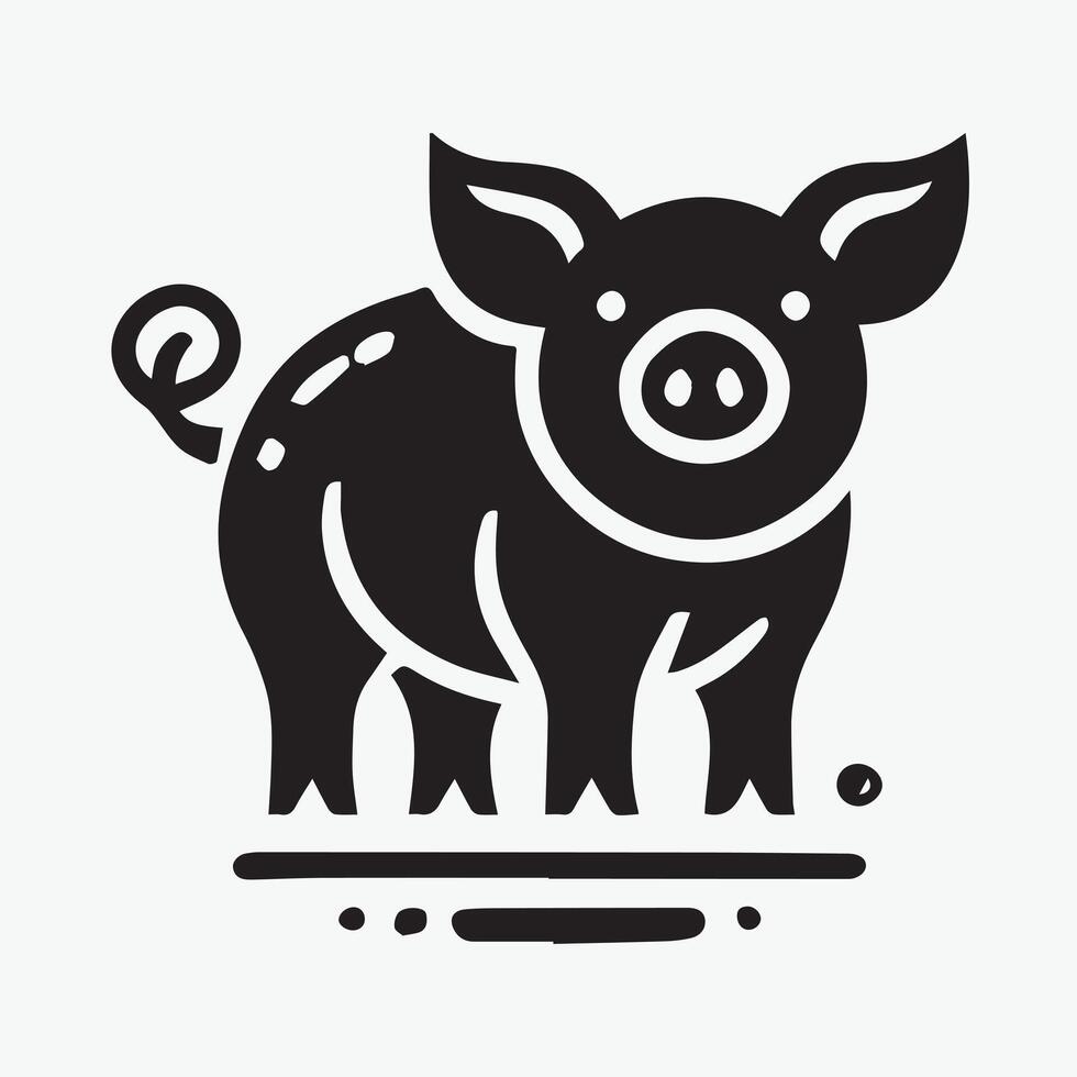 Pig Logo on Farm Background vector