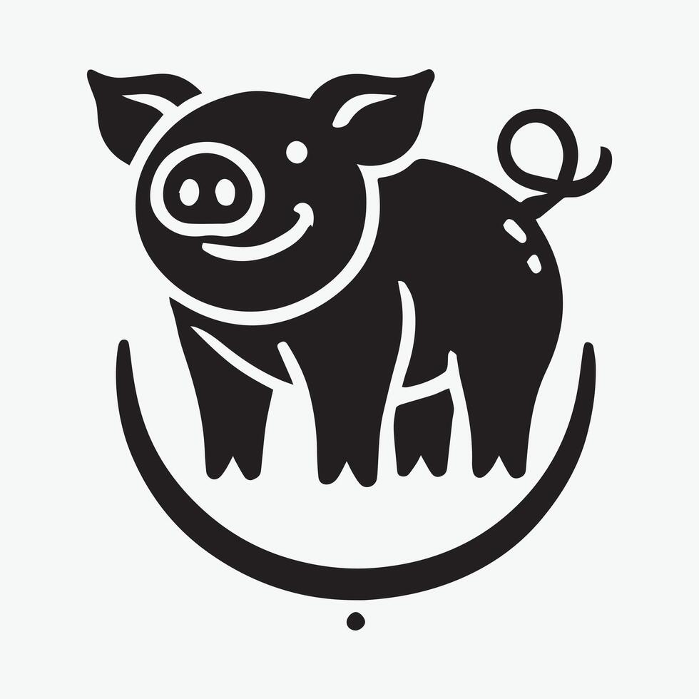 Stylish Black and White Pig Head Logo vector