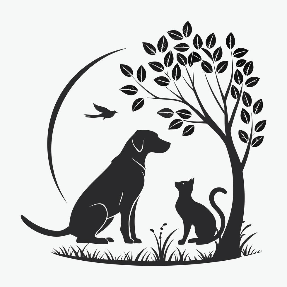 Silhouettes of Wolves on a Rocky Outcrop vector