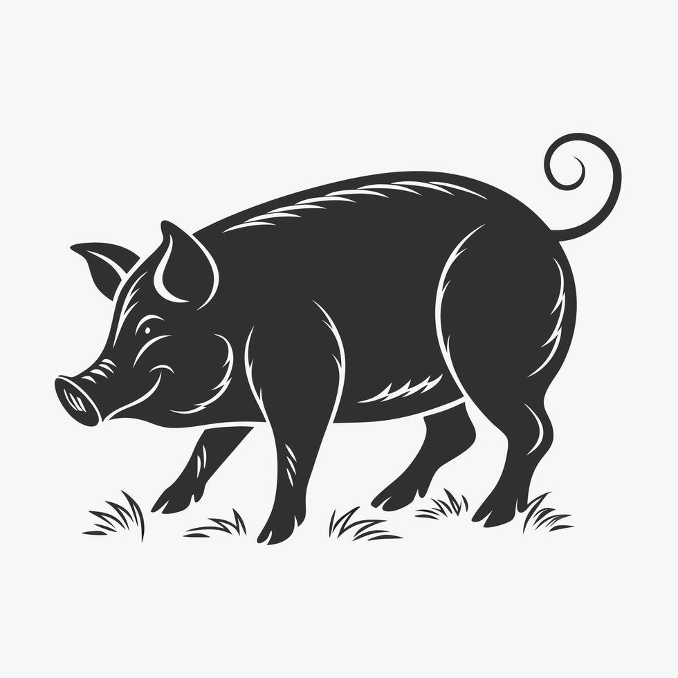 Pig Looking Up at a Fluffy Cloud vector