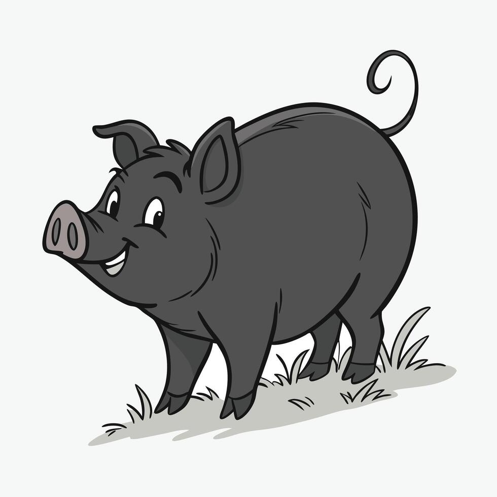 profile view of a pig in a classic, black silhouette. vector