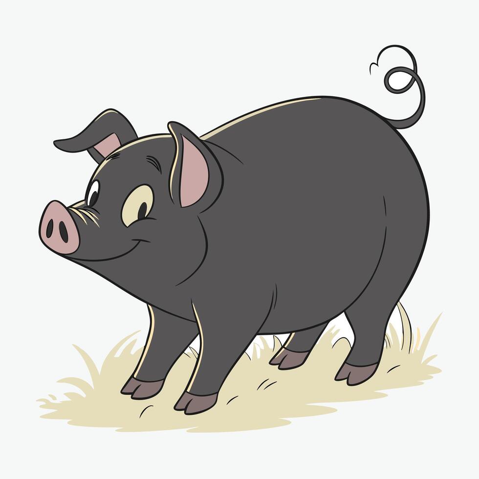 Happy Pig Silhouette Design for Children's Books or Products vector