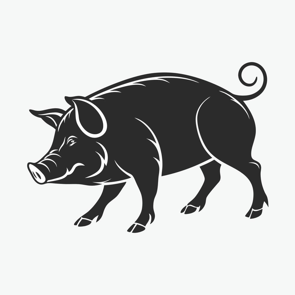 Cartoon Pig in a Peaceful Setting vector