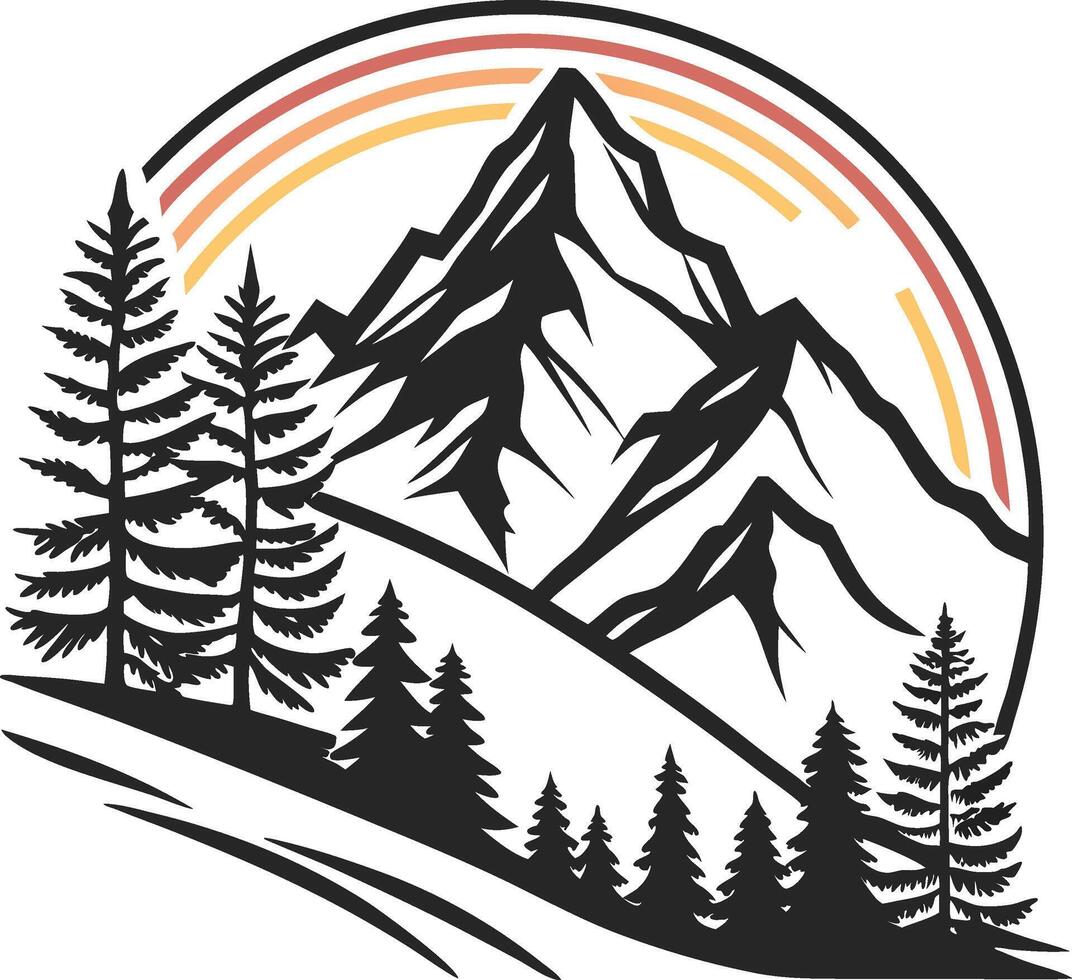 Mountain Sunrise Silhouette vector