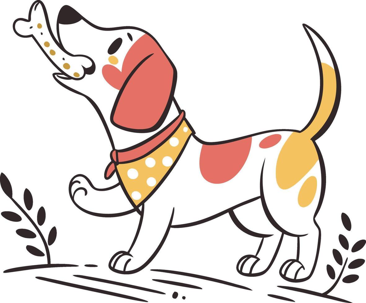 Happy Dog with Bone vector