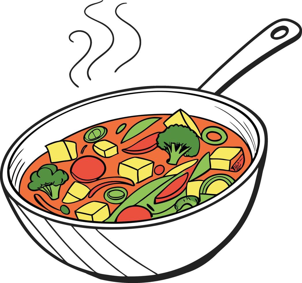 Steaming Vegetable Soup vector