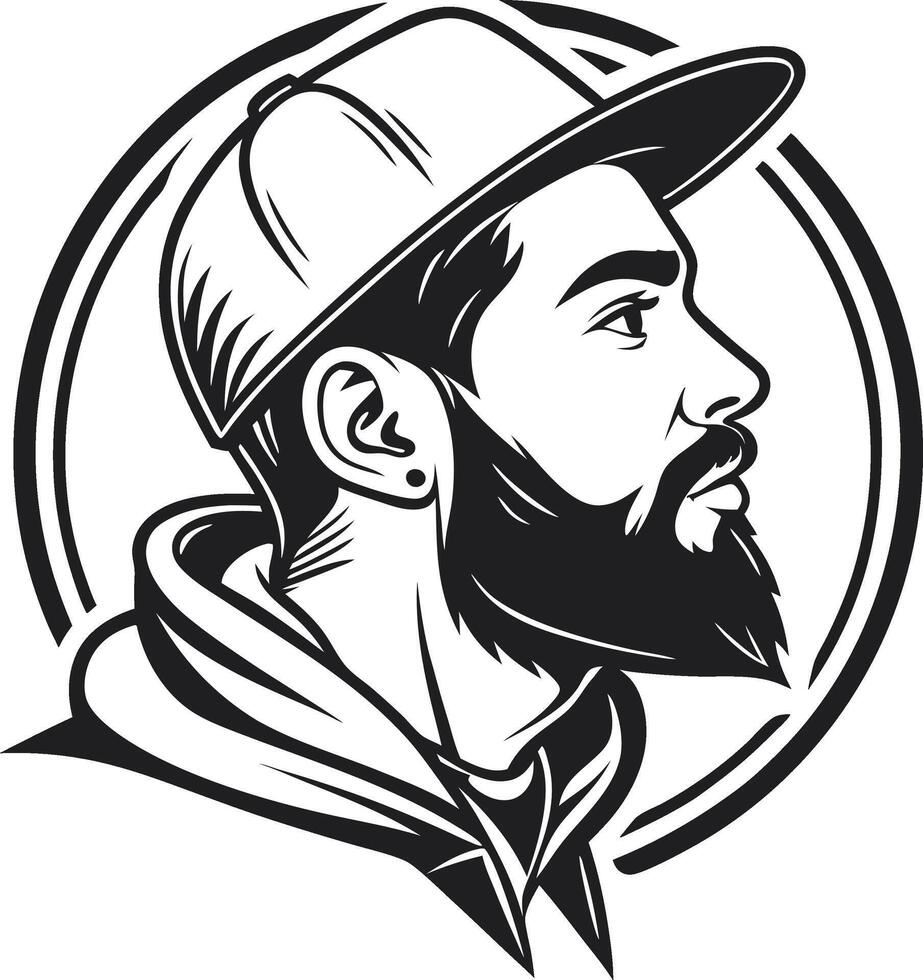 Bearded Man in Cap Profile vector