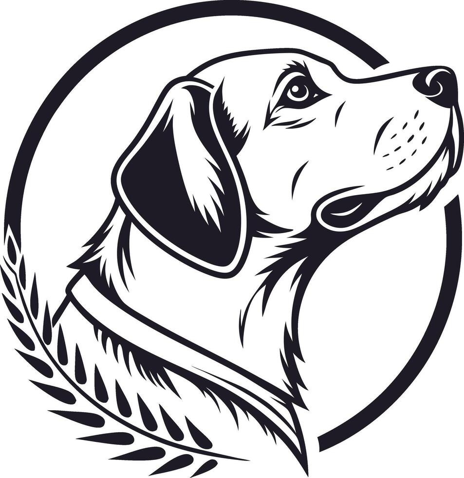 black and white illustration of a Labrador Retriever's head vector