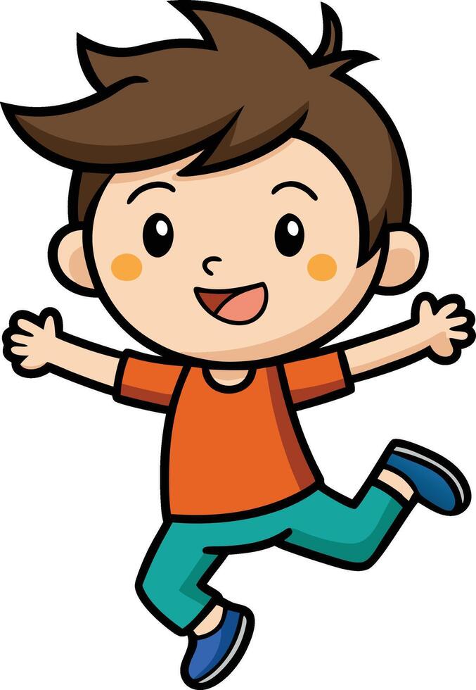 Joyful Cartoon Boy jumping and running vector