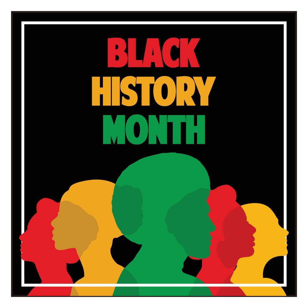 Black History Month Celebration Silhouettes with Red, Yellow, and Green Colors. vector