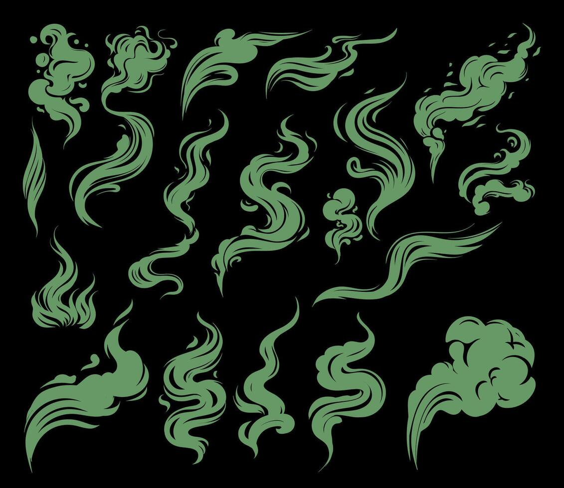 A green smoke element illustration. Cartoon of smoke. vector