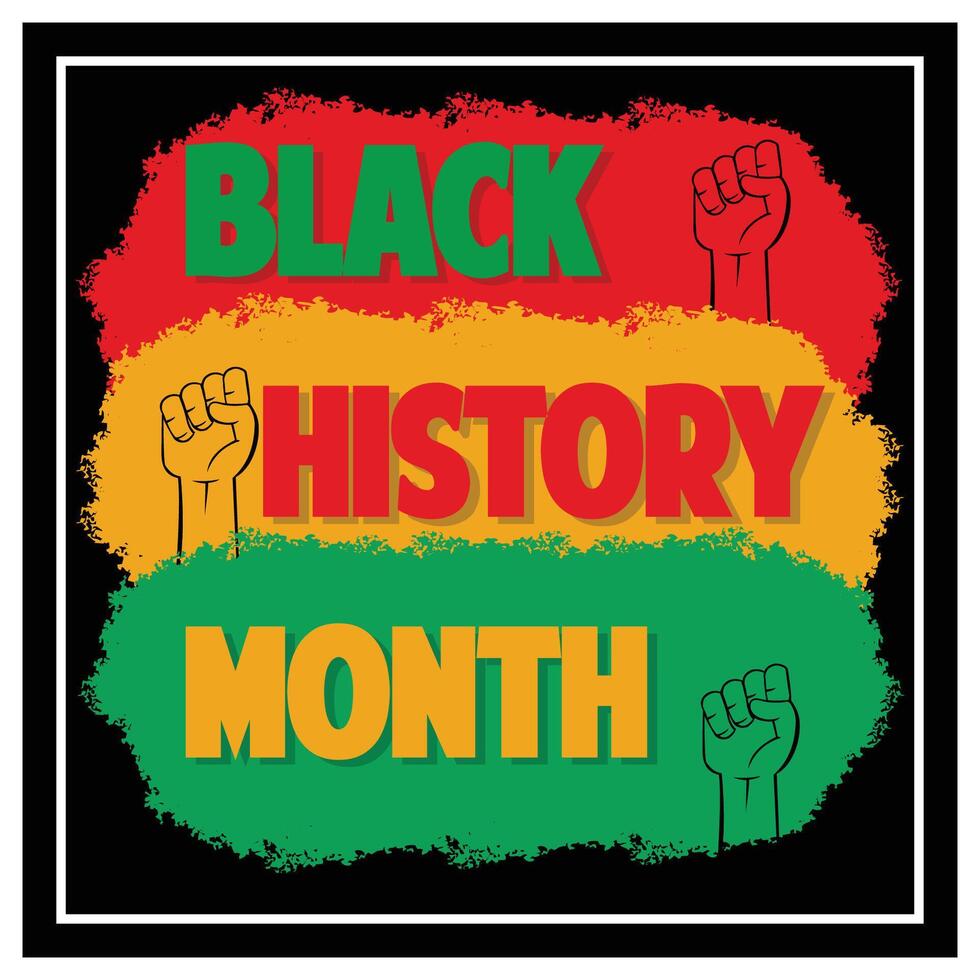 Black History Month Celebration Banner with Raised Fist and Vibrant Colors. vector