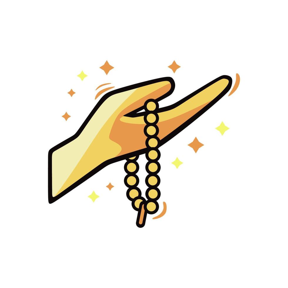 Illustration Design of Hand Icon Praying Using Tasbih, Islamic Ramadan Icon vector