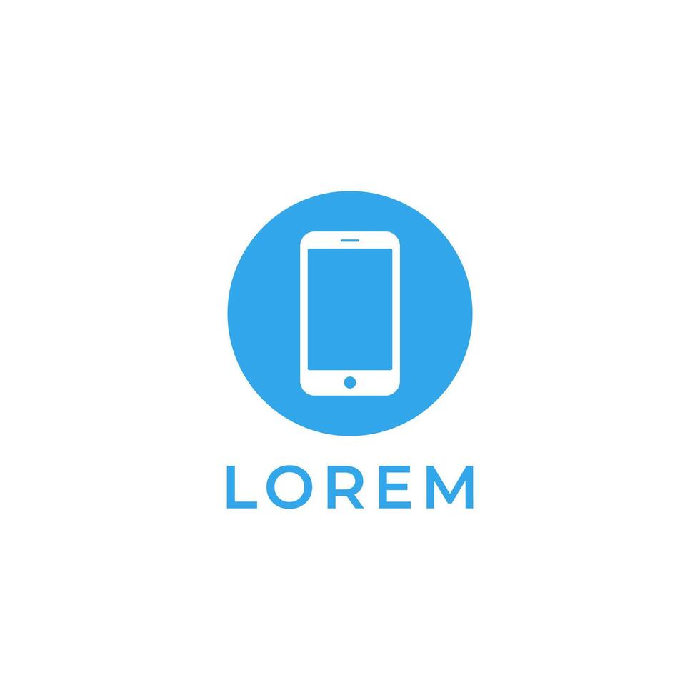 mobile phone logo icon in simple circle and template vector